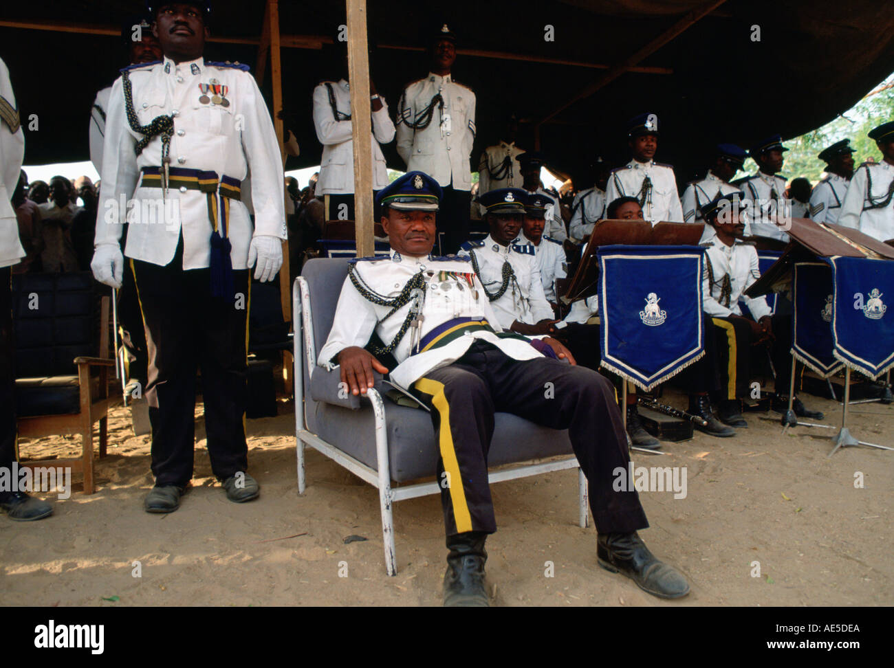 Soldiers waiting for military parade to start in Nigeria Stock Photo