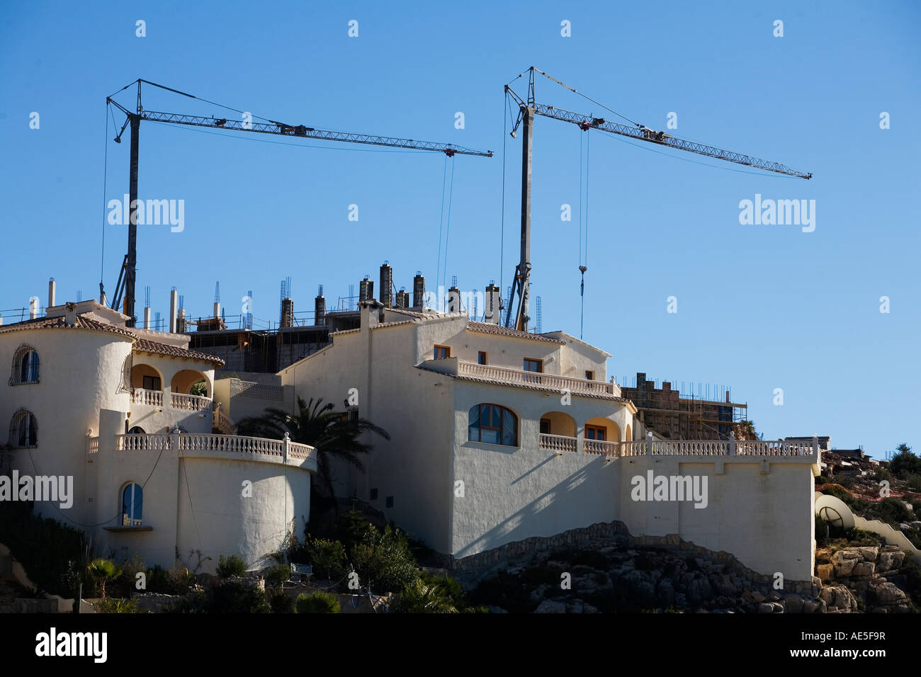 Construction on the Coastline of Moraira, Real estate speculation at spanish coast, Calpe, Valencia, Spain, Europe EU Stock Photo