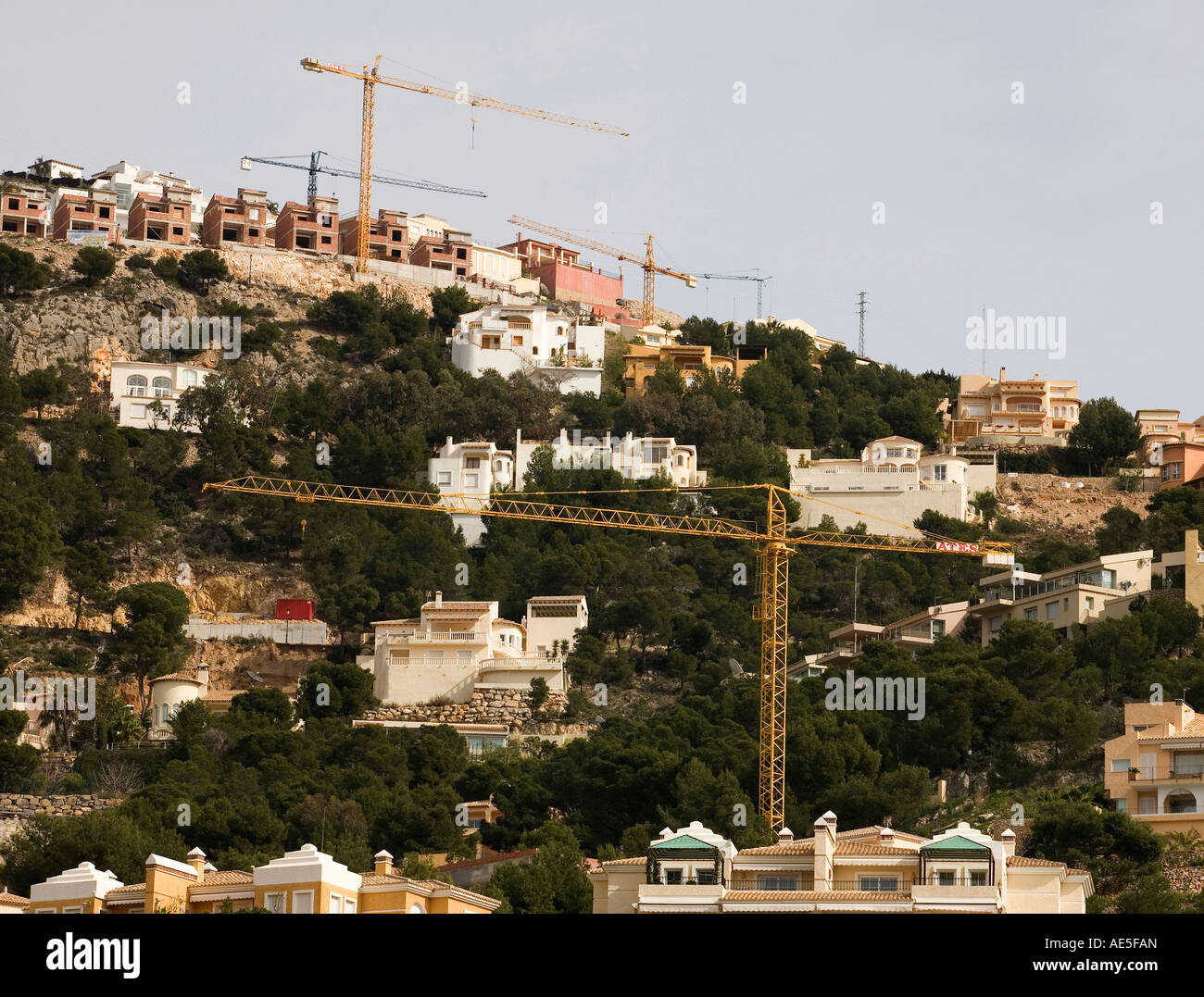 Construction on the Coastline of Altea Hills, Real estate speculation at spanish coast, Altea, Valencia, Spain, Europe, EU Stock Photo
