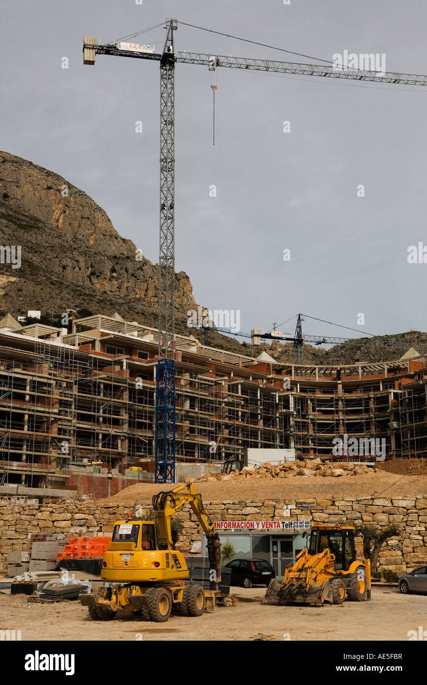 Construction on the Coastline of Altea Harbour, Real estate speculation at spanish coast, Altea, Valencia, Spain, Europe, EU Stock Photo
