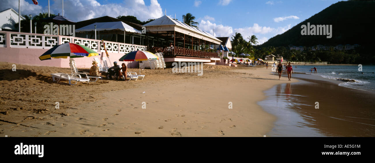 Rodney Bay St Lucia Rex St Lucian Hotel & Couple On Beach Stock Photo
