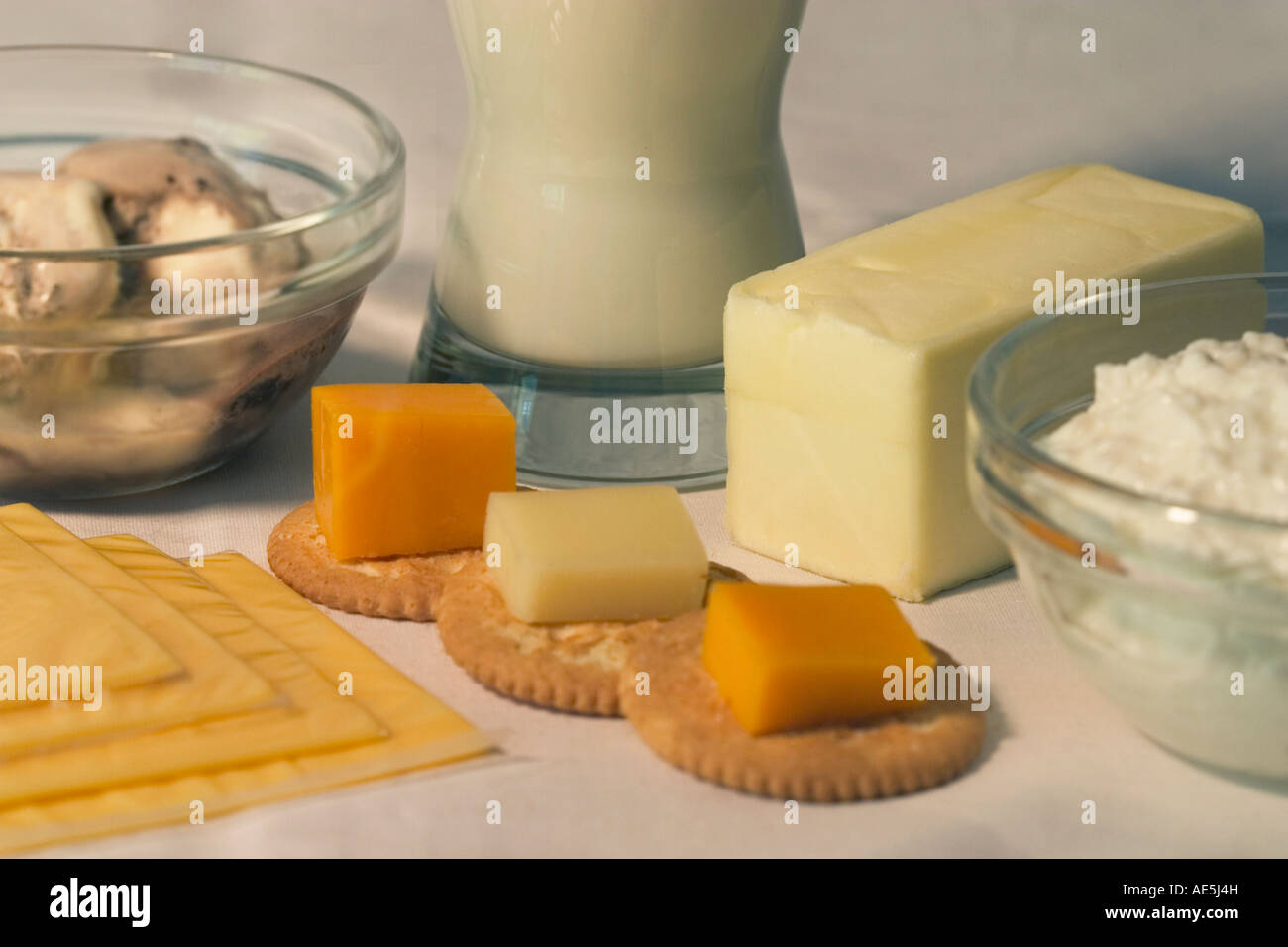 Display Of Milk Based Dairy Foods Including American Cheese