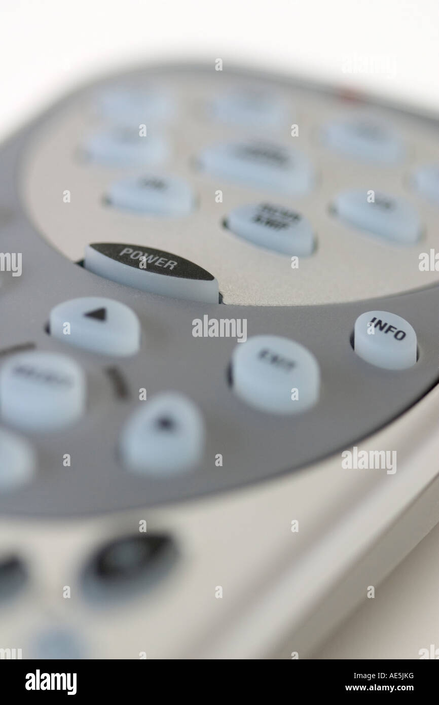 Closeup of silver TV remote control Stock Photo
