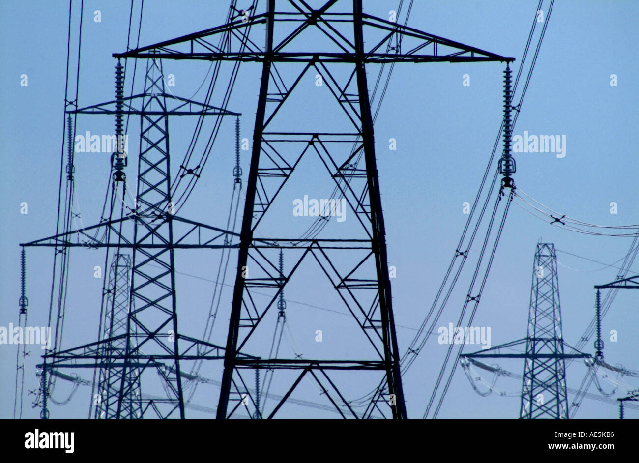 Electricity pylons Sizewell Suffolk Stock Photo