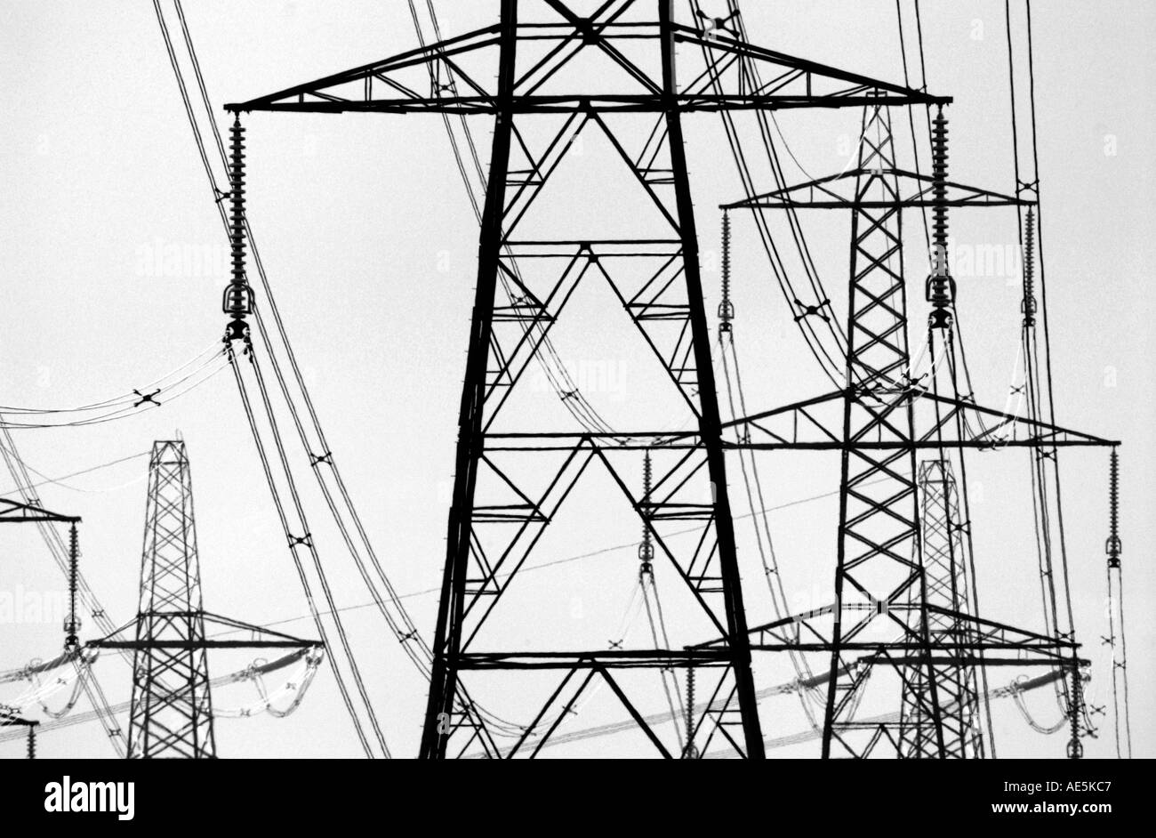 Electricity pylons Sizewell Suffolk Stock Photo