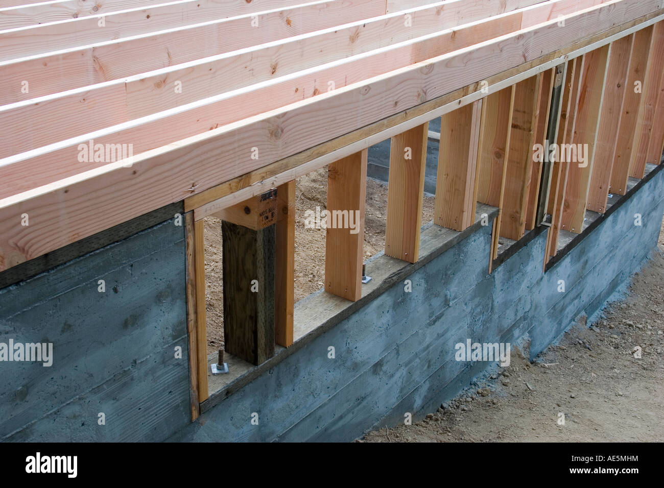 Foundation And Cripple Wall Supporting Floor Joists At A Home