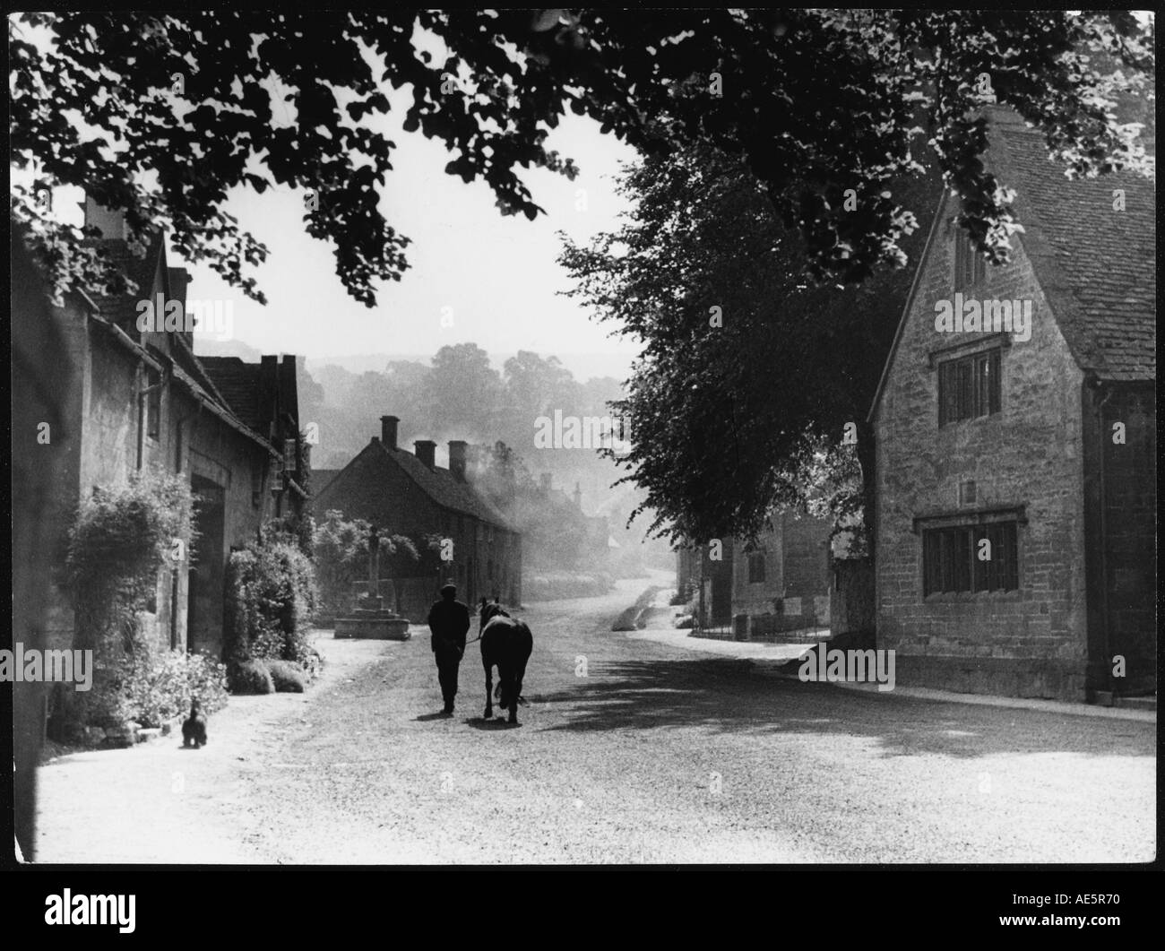 Cotswolds Village Scene Stock Photo Alamy