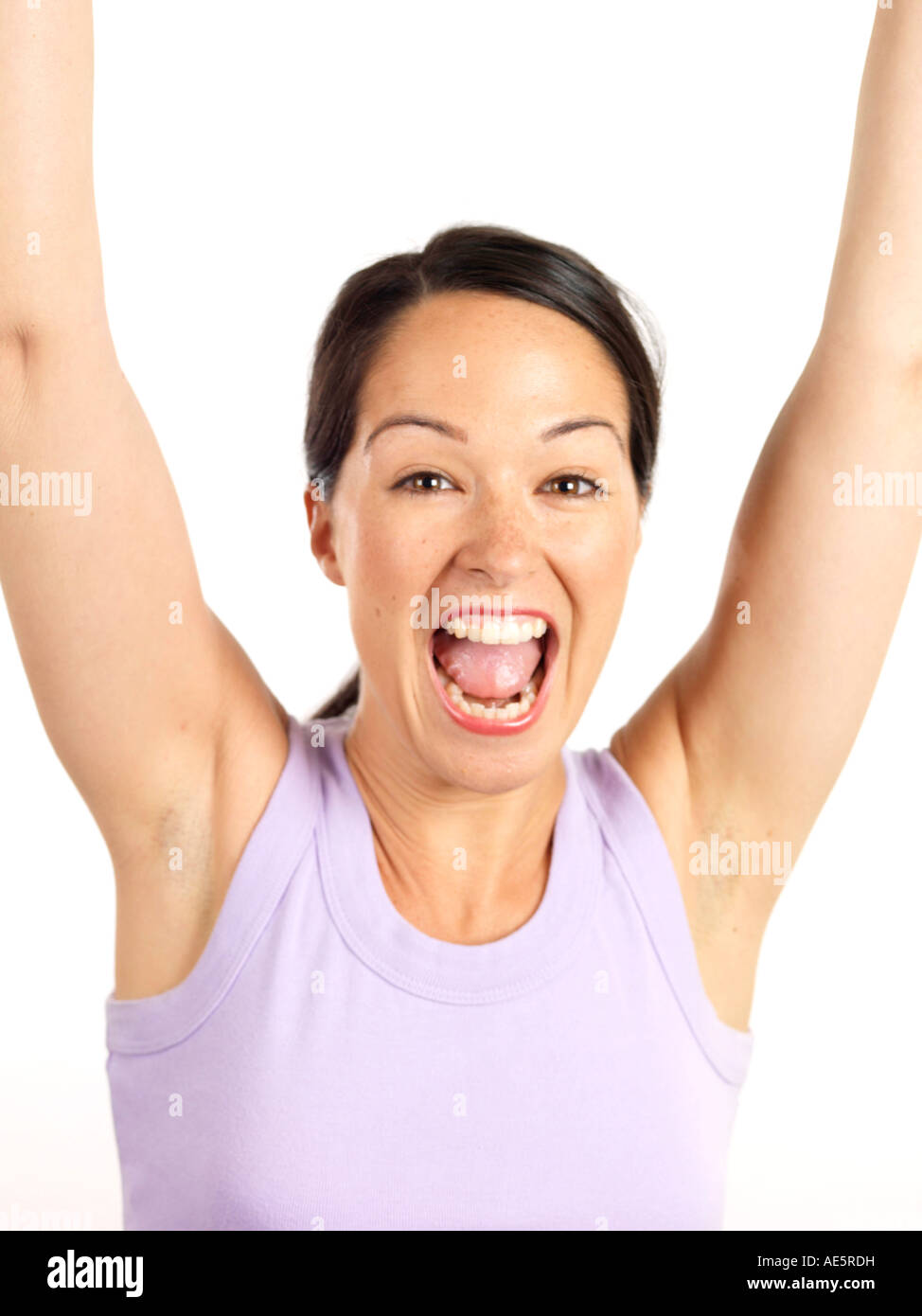 Young Woman Celebrating Model Released Stock Photo - Alamy