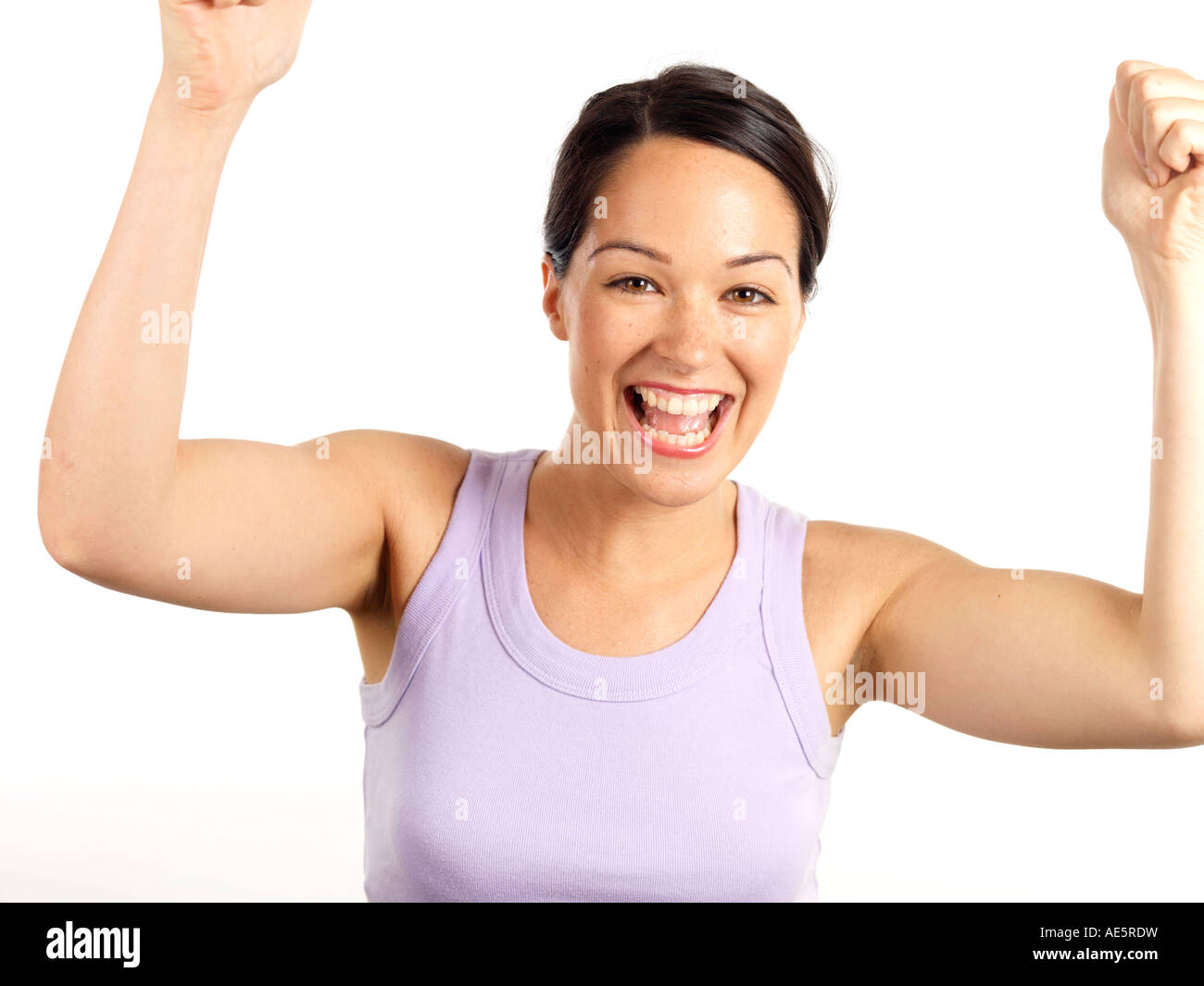 Young Woman Celebrating Model Released Stock Photo - Alamy