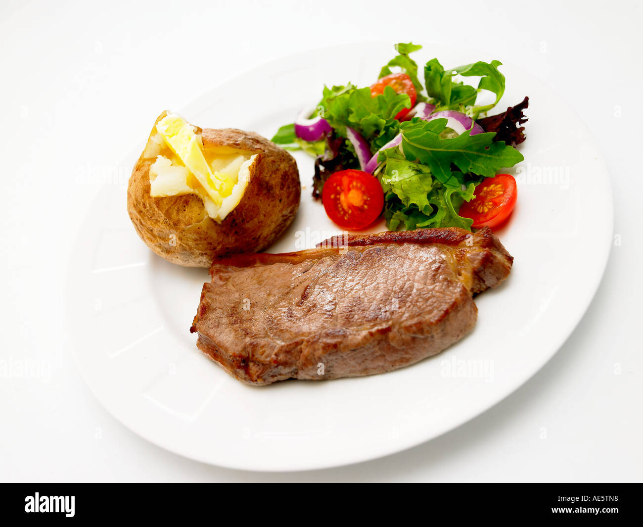 Steak,baked potato and salad Stock Photo - Alamy