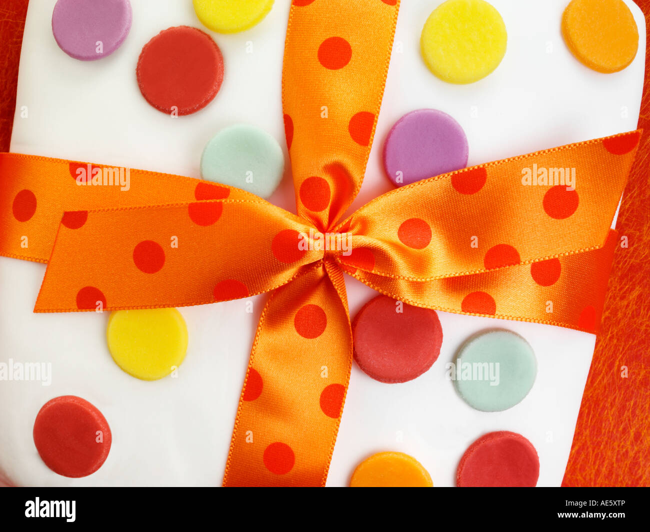 PARTY CAKE WITH POLKA DOTS Stock Photo