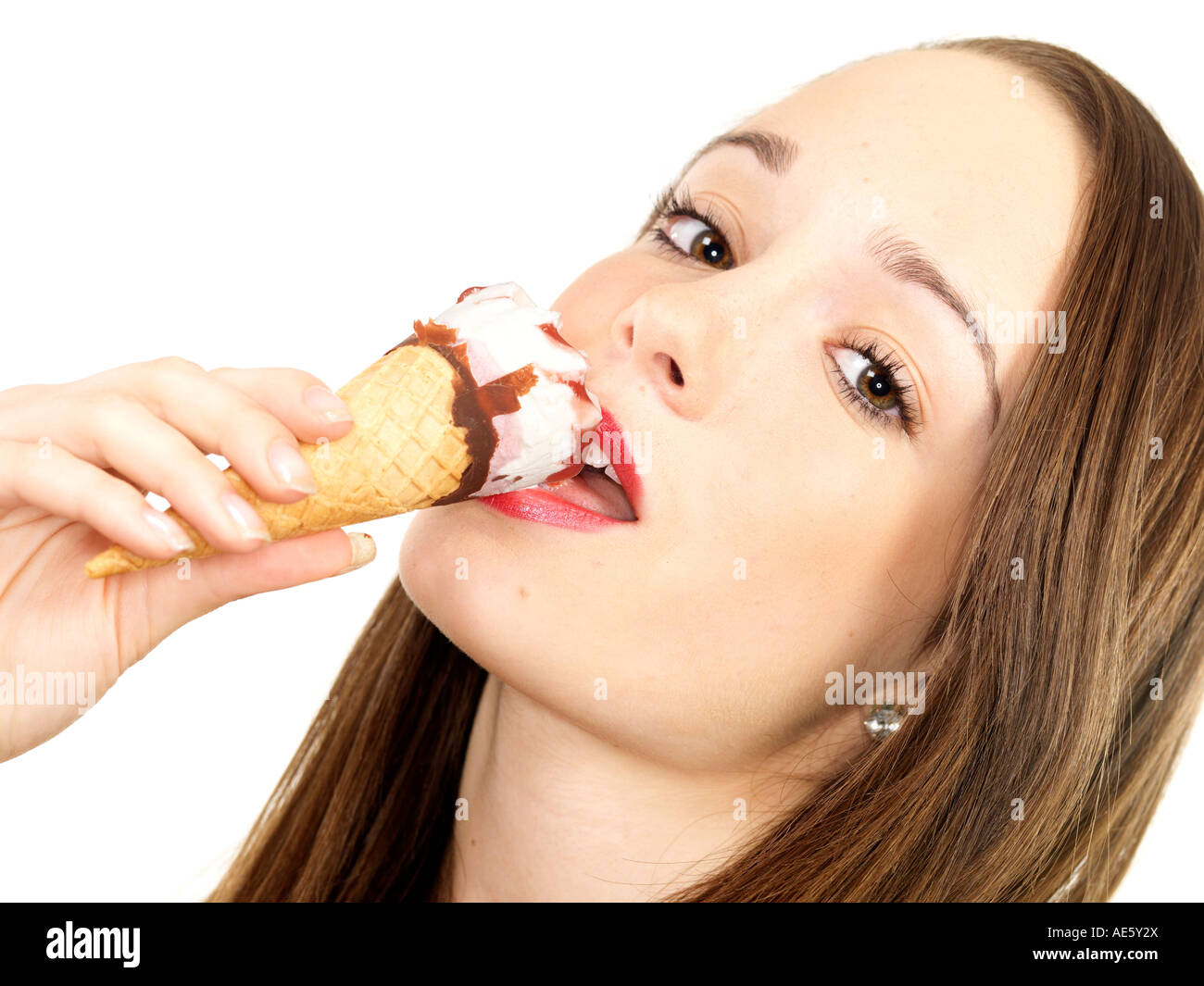 Teenage Girl Eating Ice Cream Model Released Stock Photo Alamy
