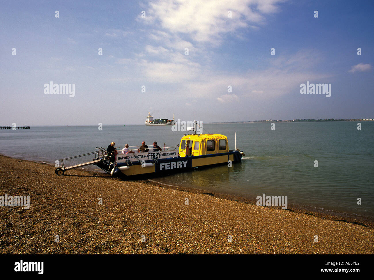 passenger ferry operating a shuttle service between Harwich Town and Shotley landing by Felixstowe docks Suffolk Stock Photo