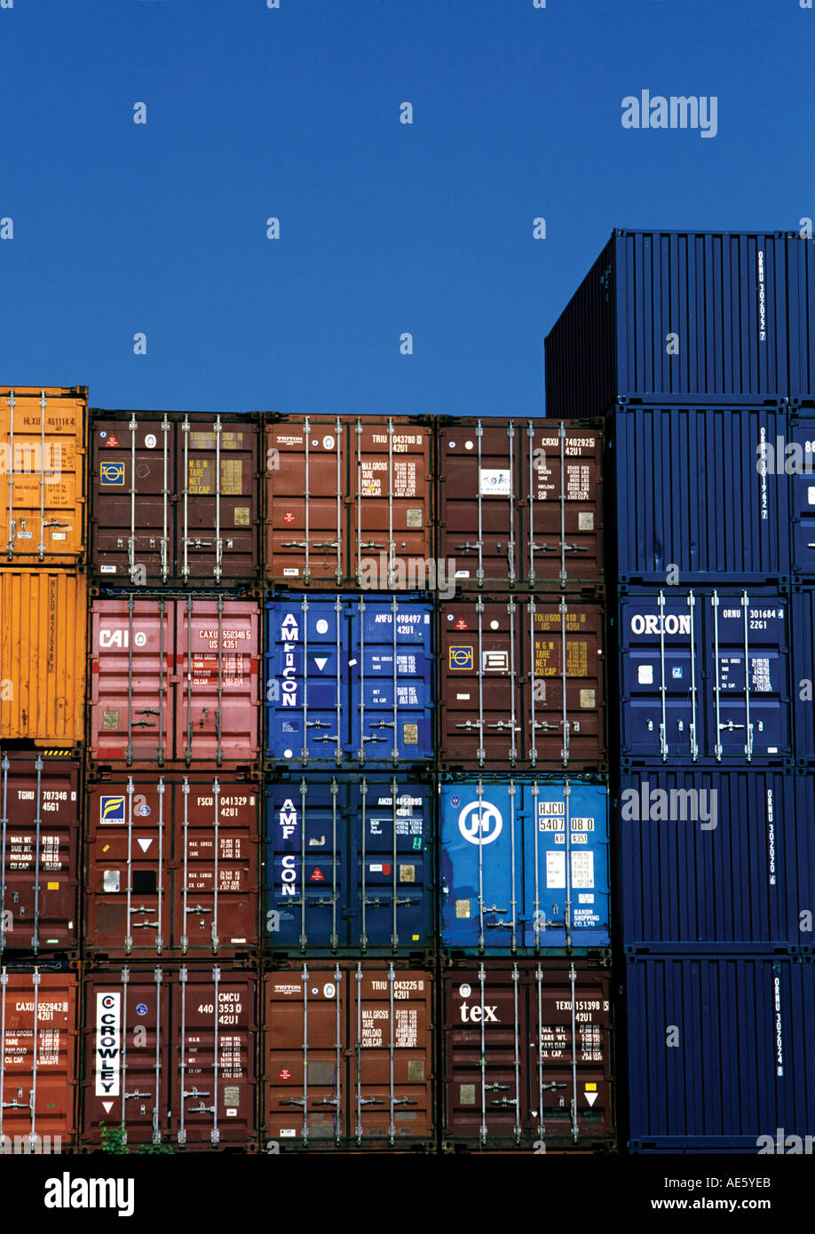 stack of shipping containers at Felixstowe port Suffolk England Stock ...