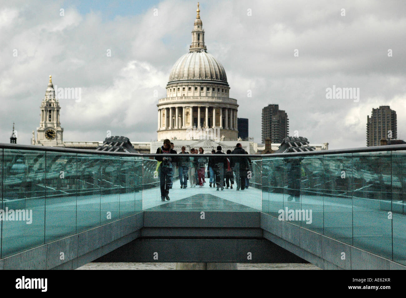 St. Pauls above the millenium bridge, London Stock Photo