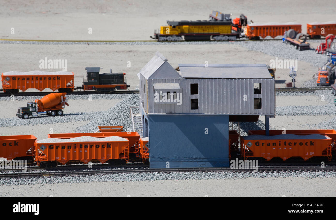 A model of the GRANITE ROCK QUARRY complete with toy TRAINS used to