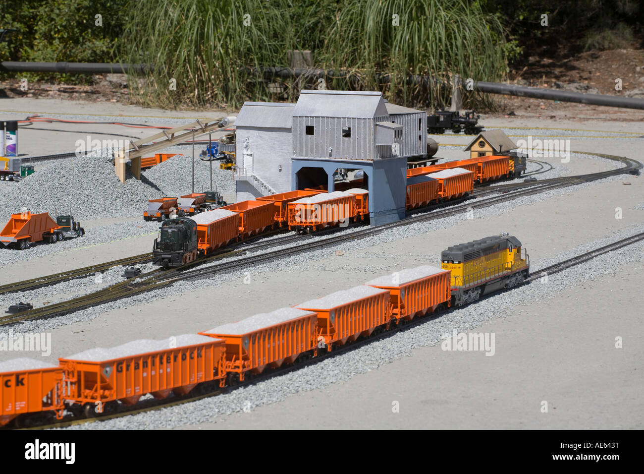 A model of the GRANITE ROCK QUARRY complete with toy TRAINS used to