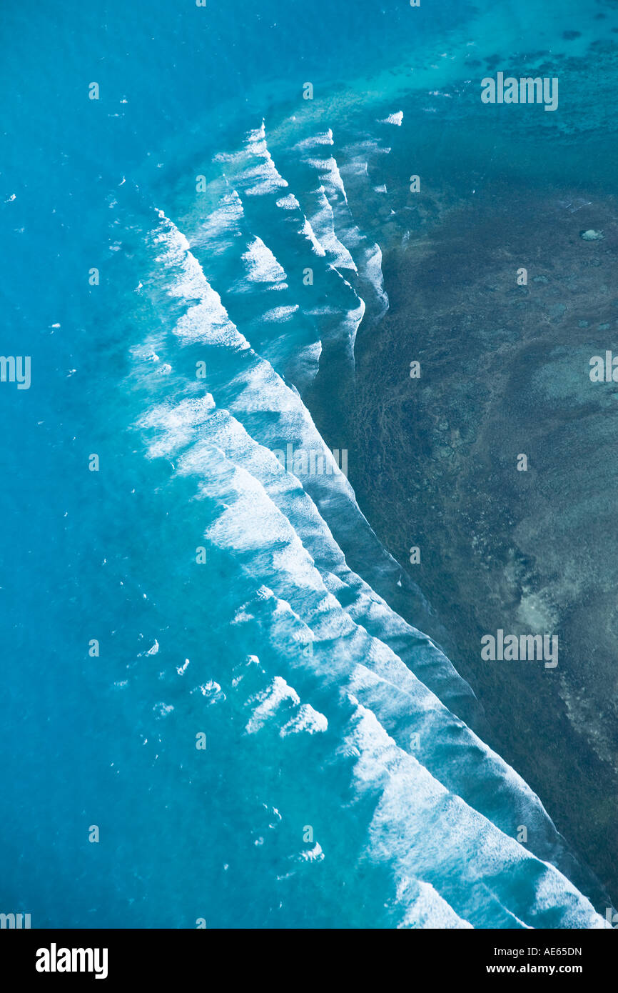 Aerial view of a reef in the Quirimbas Archipelago near Pemba in northern Mozambique Stock Photo
