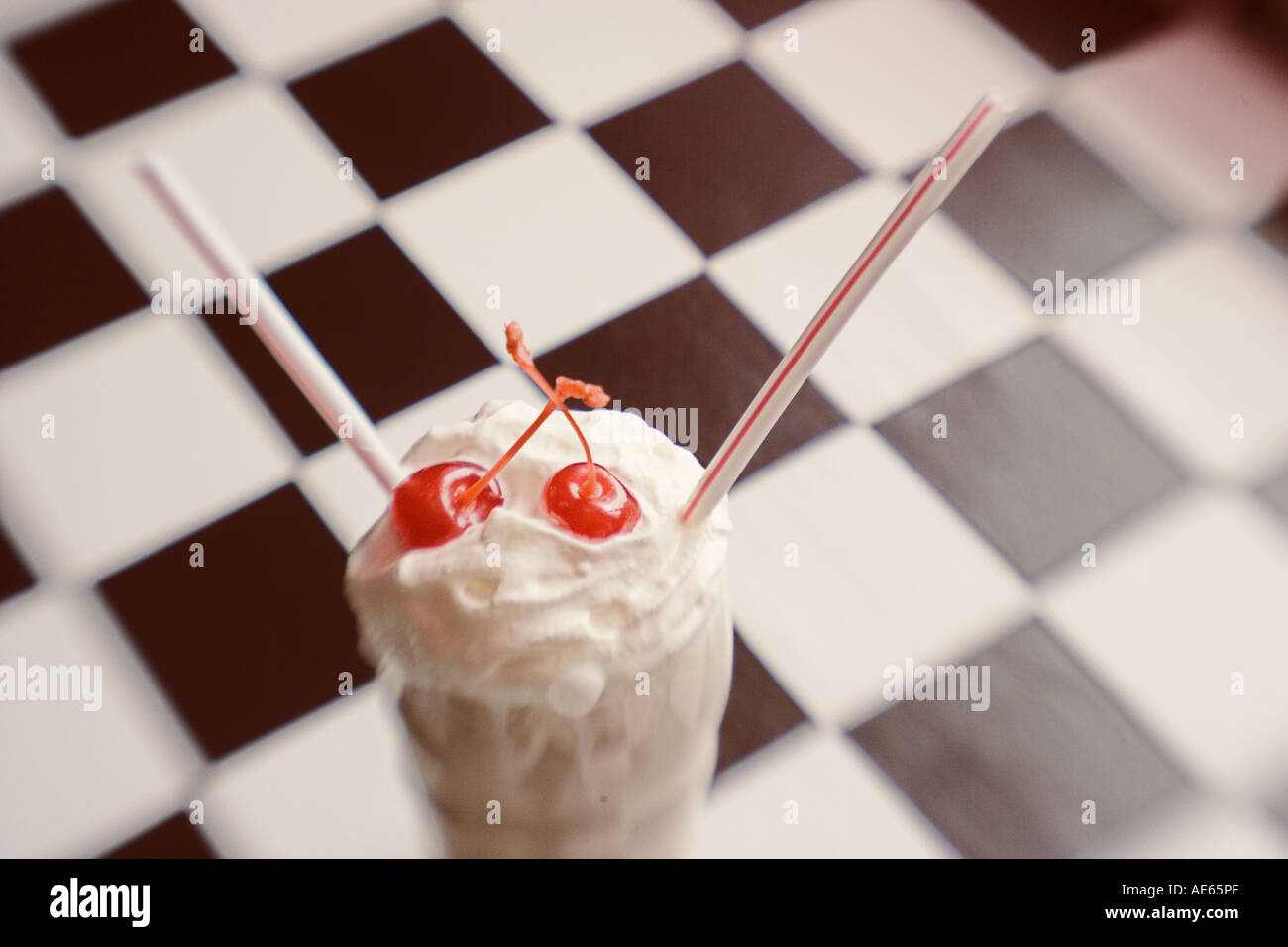 Milkshake still life in retro 1950s diner Stock Photo Alamy