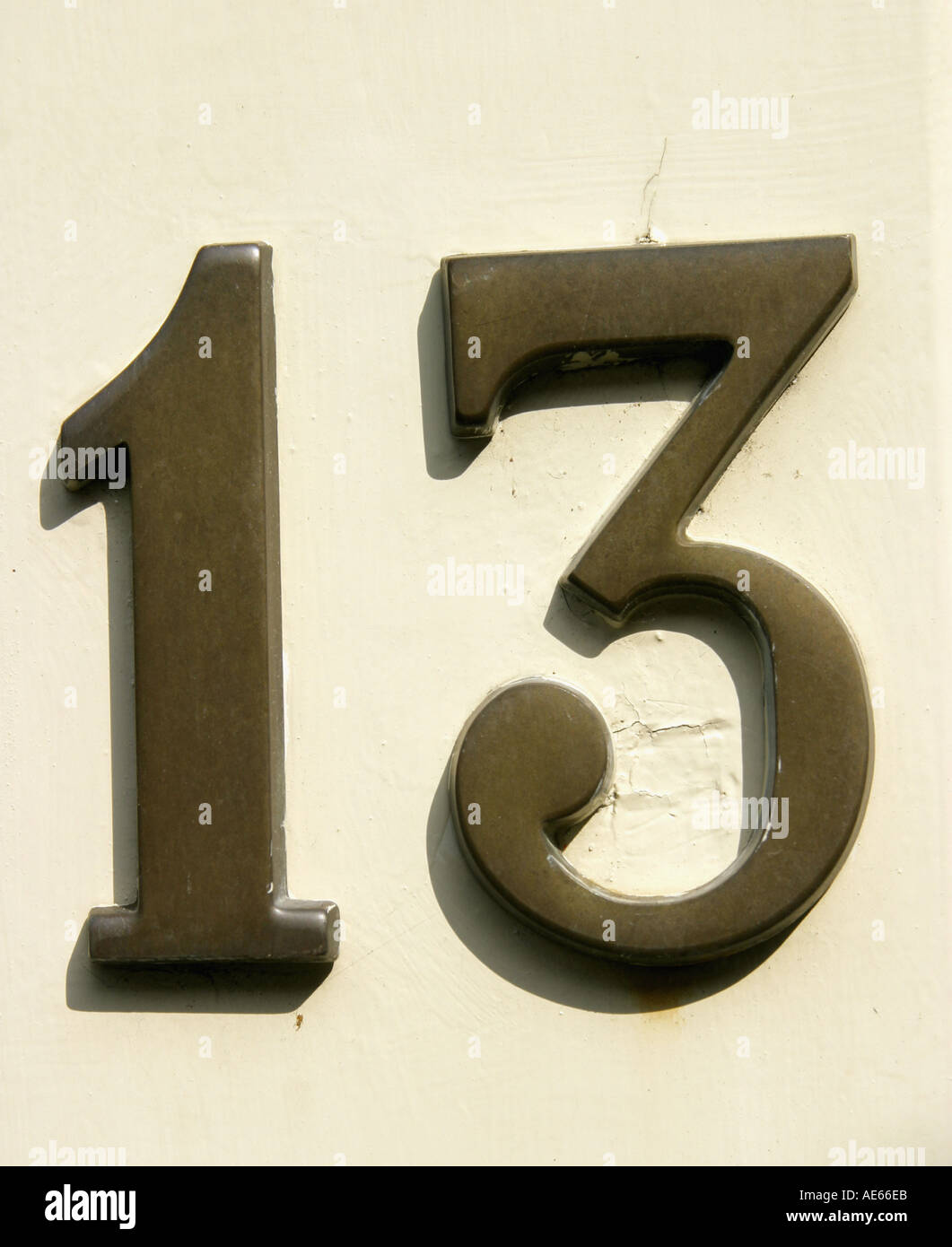 Thirteen One Three 13 number concept numerate Stock Photo