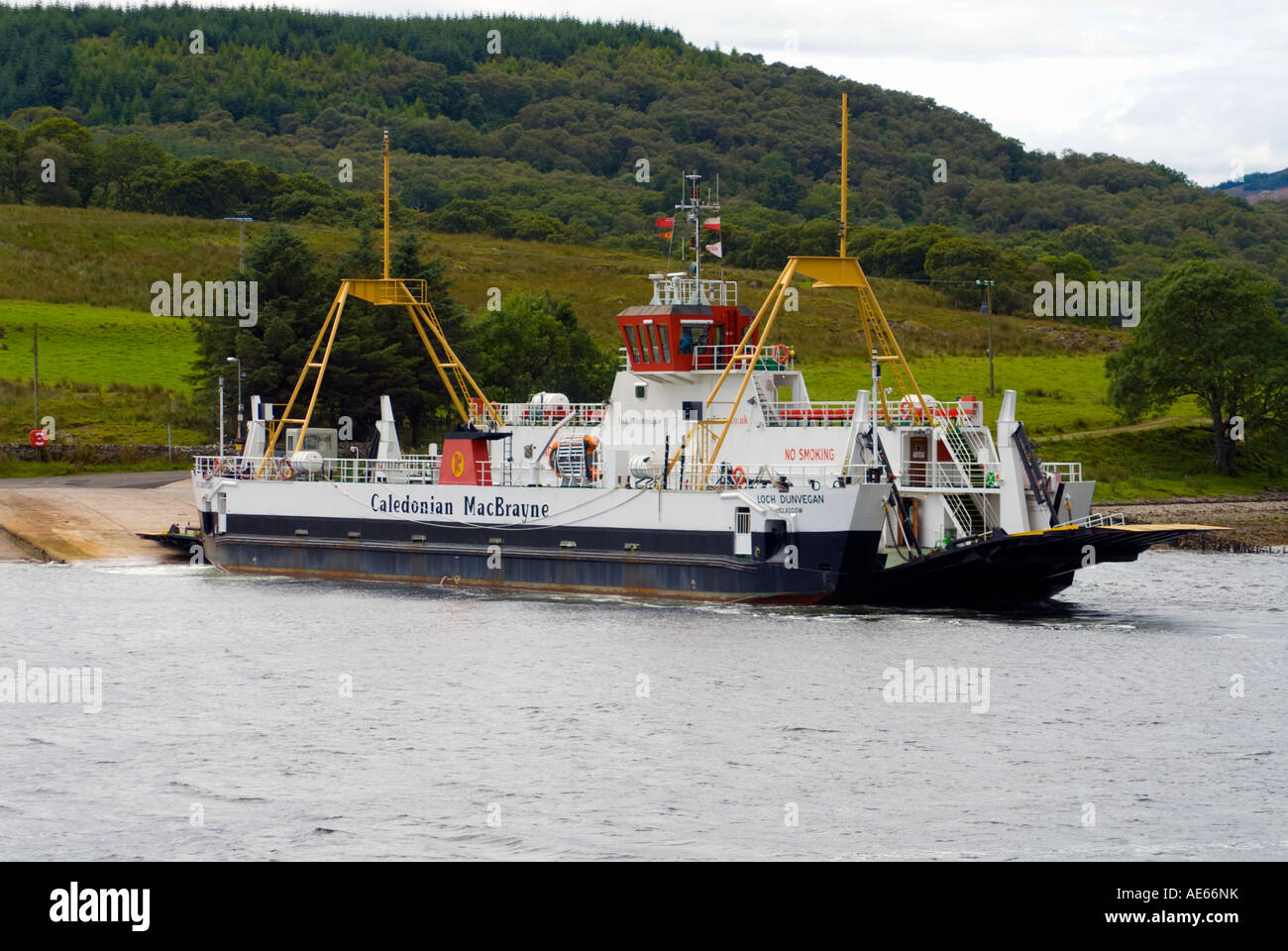 Car ferry Loch Dunvegan at Rhubodach, Isle of Bute, Scotland. Its trip