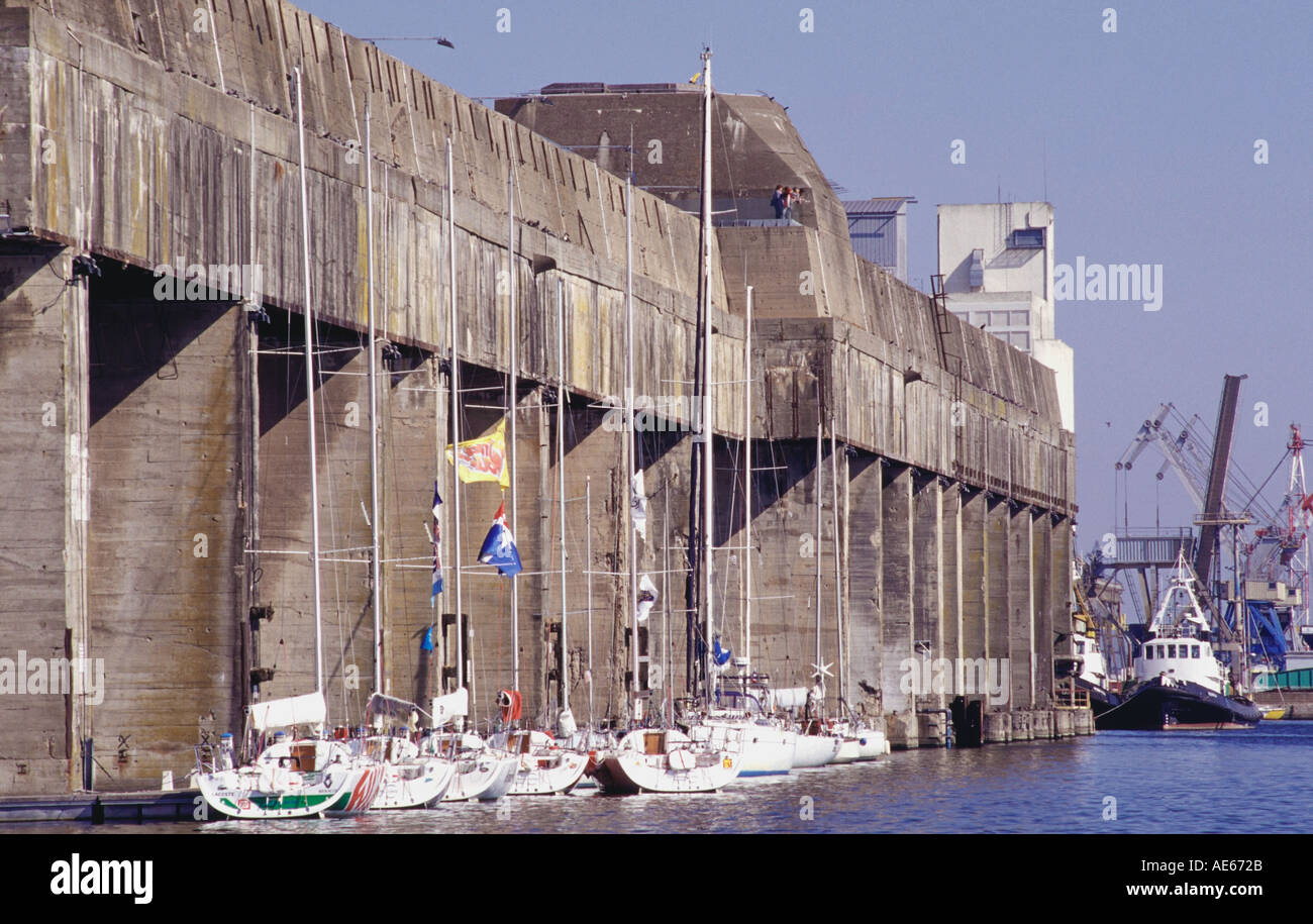 The German built WW2 submarine base in Saint Nazaire Brittany France
