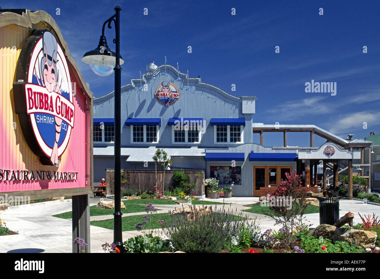 BUBBA GUMP SHRIMP CO on Historic CANNERY ROW MONTEREY CALIFORNIA Stock