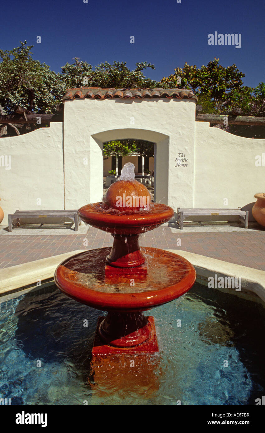 FOUNTAIN in front of the historic Pacific House Gardens MONTEREY CALIFORNIA Stock Photo