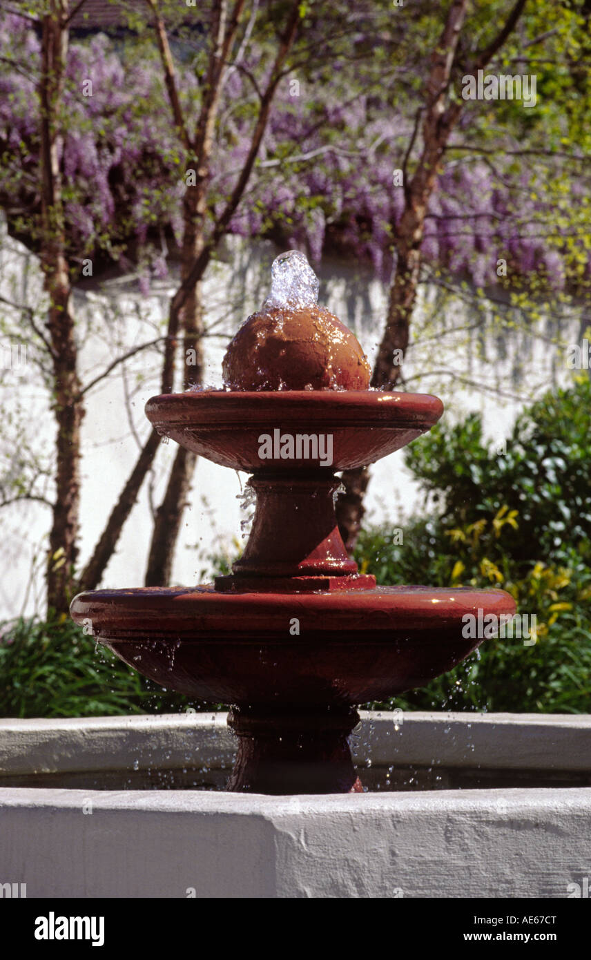 FOUNTAIN in front of the historic Pacific House Gardens MONTEREY CALIFORNIA Stock Photo