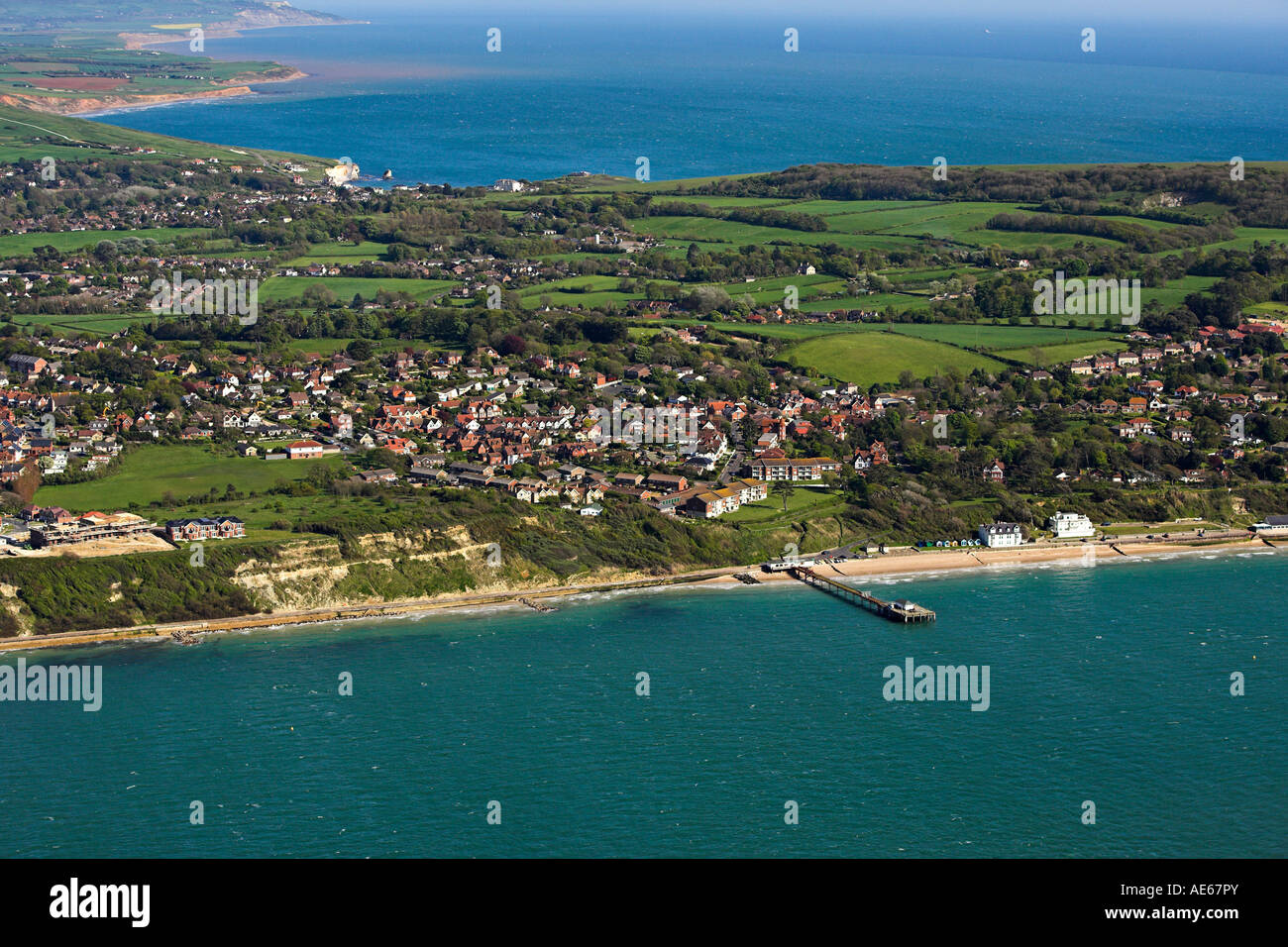 Totland from the air Isle of Wight Stock Photo Alamy