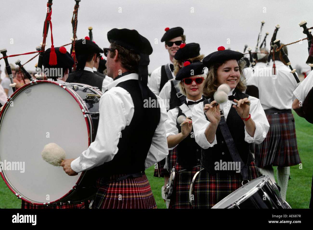 MARCHING BAND with BAGPIPERS in TRADITIONAL DRESS at the SCOTTISH