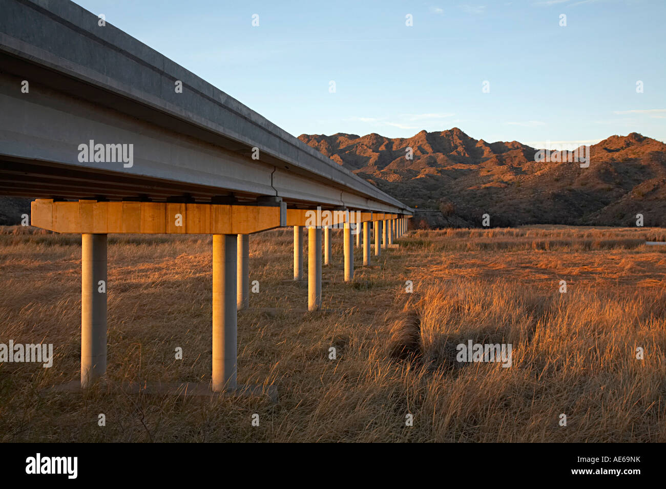 Bridge over lowlands near the Colorado River Arizona USA Stock Photo