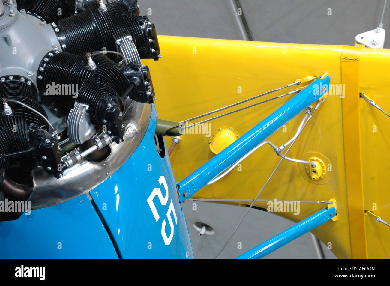 Biplane in an air museum Stock Photo