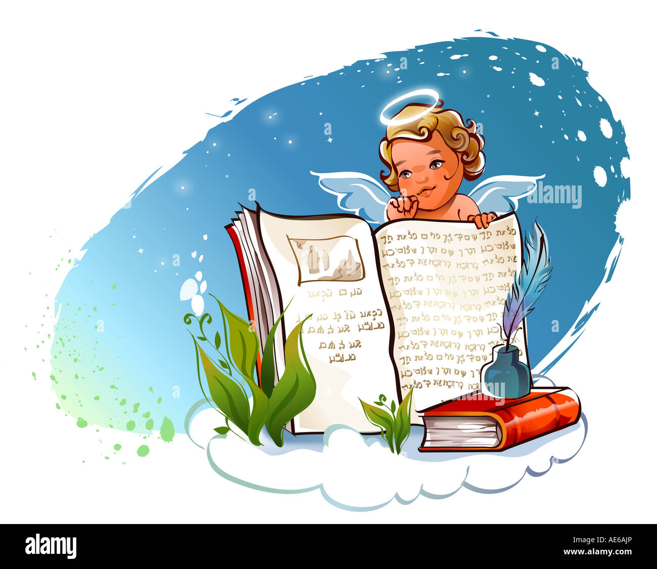 Angel holding the Bible Stock Photo Alamy