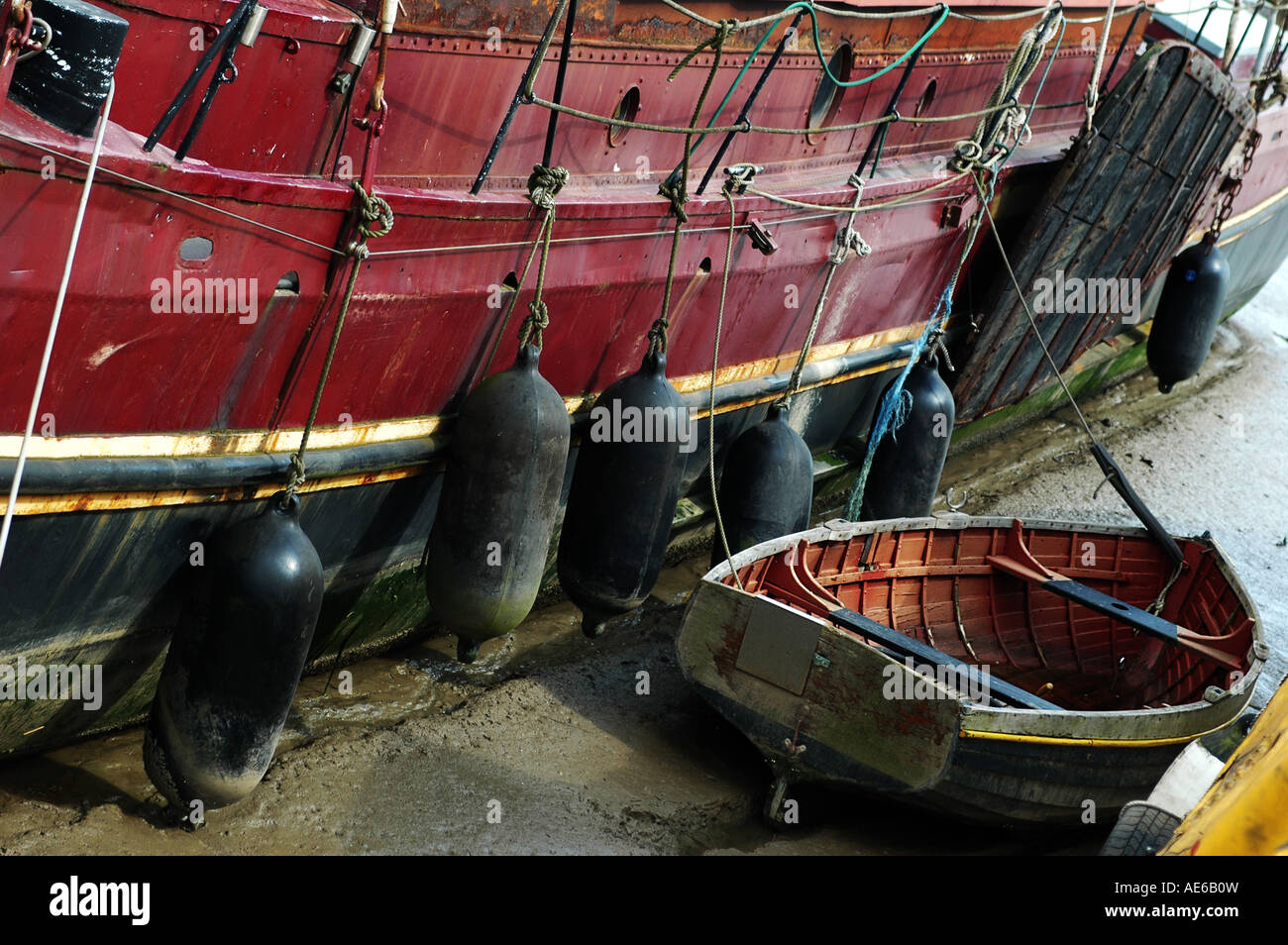 Large and small boat Stock Photo