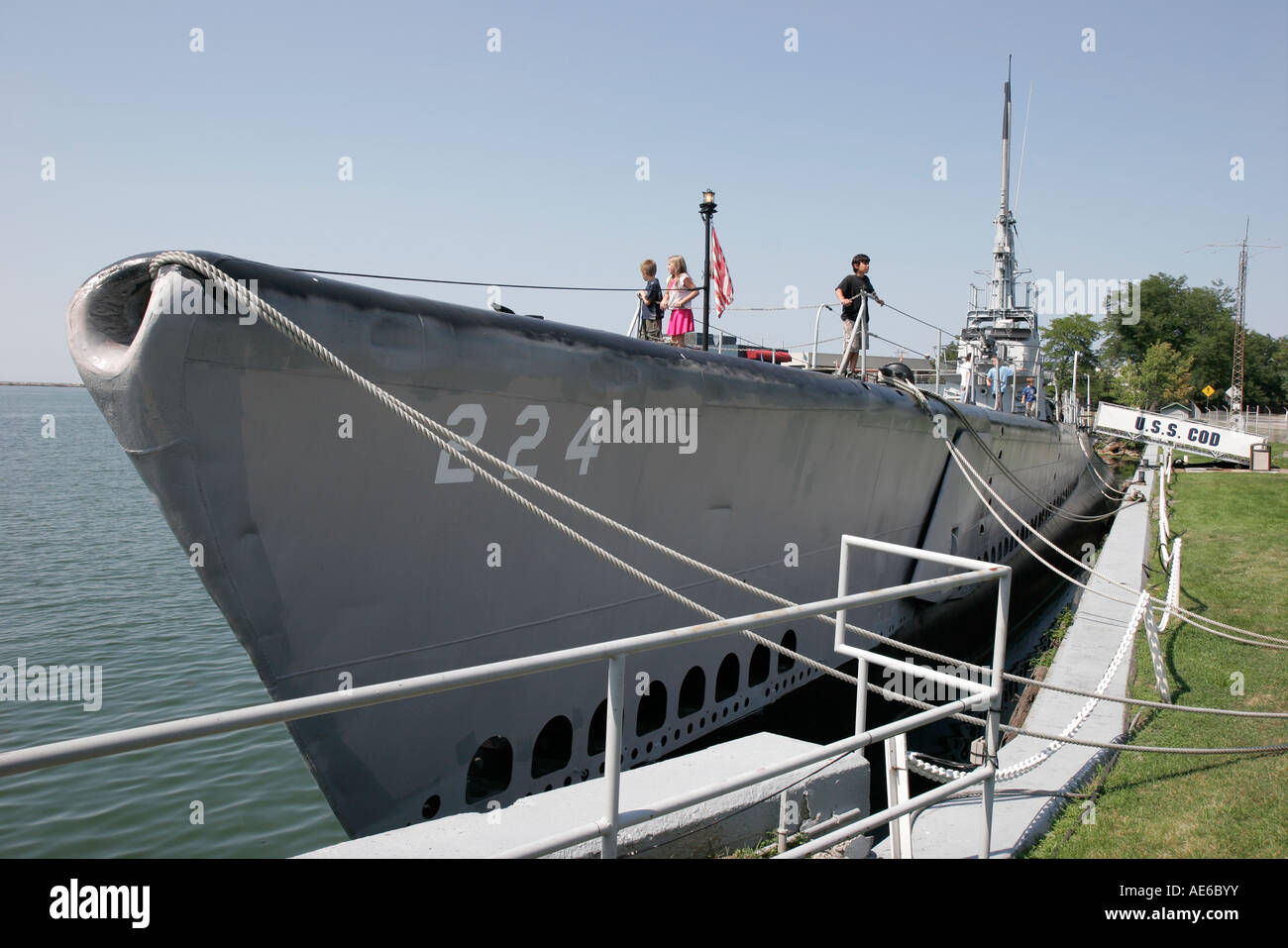 Ohio Cuyahoga County,Cleveland,Lake Erie,U.S.S. Cod Submarine Memorial,World War II,OH070731082 Stock Photo