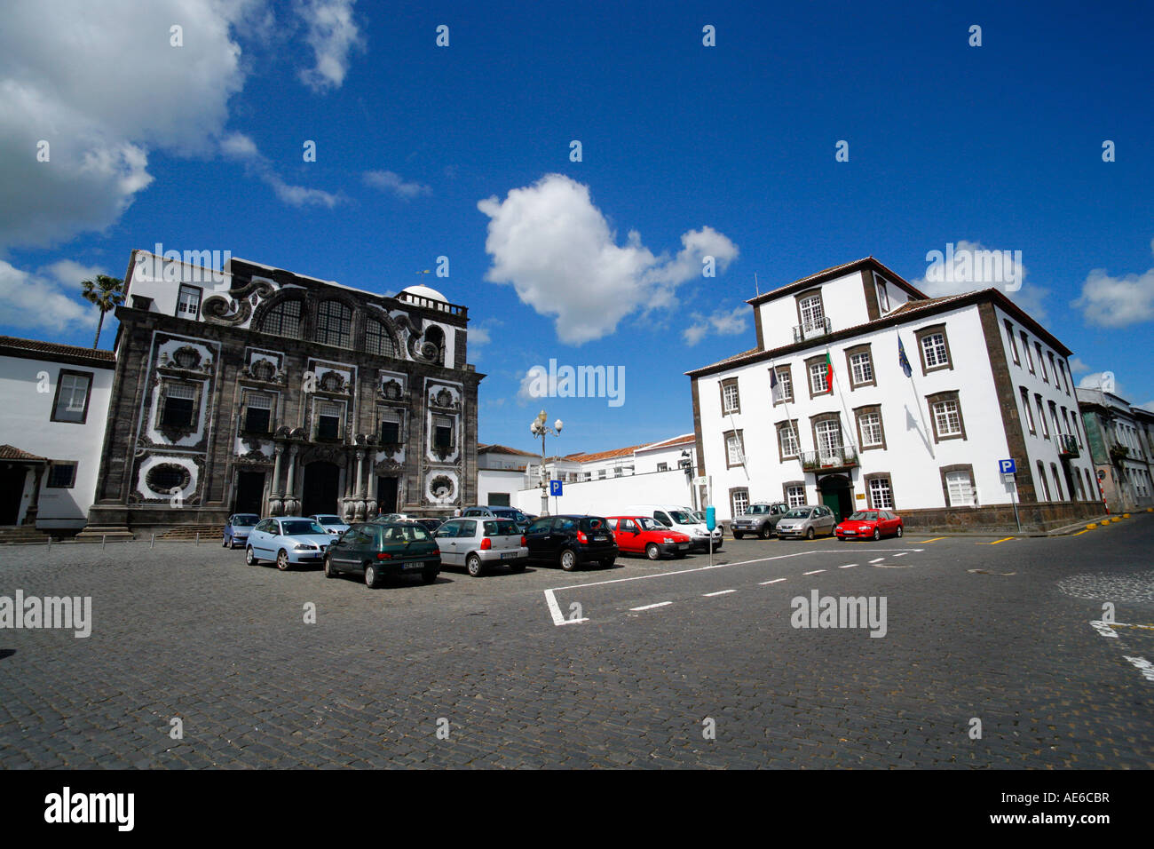 The Largo do Colegio square, in the city of Ponta Delgada. Sao Miguel island, Azores islands, Portugal Stock Photo