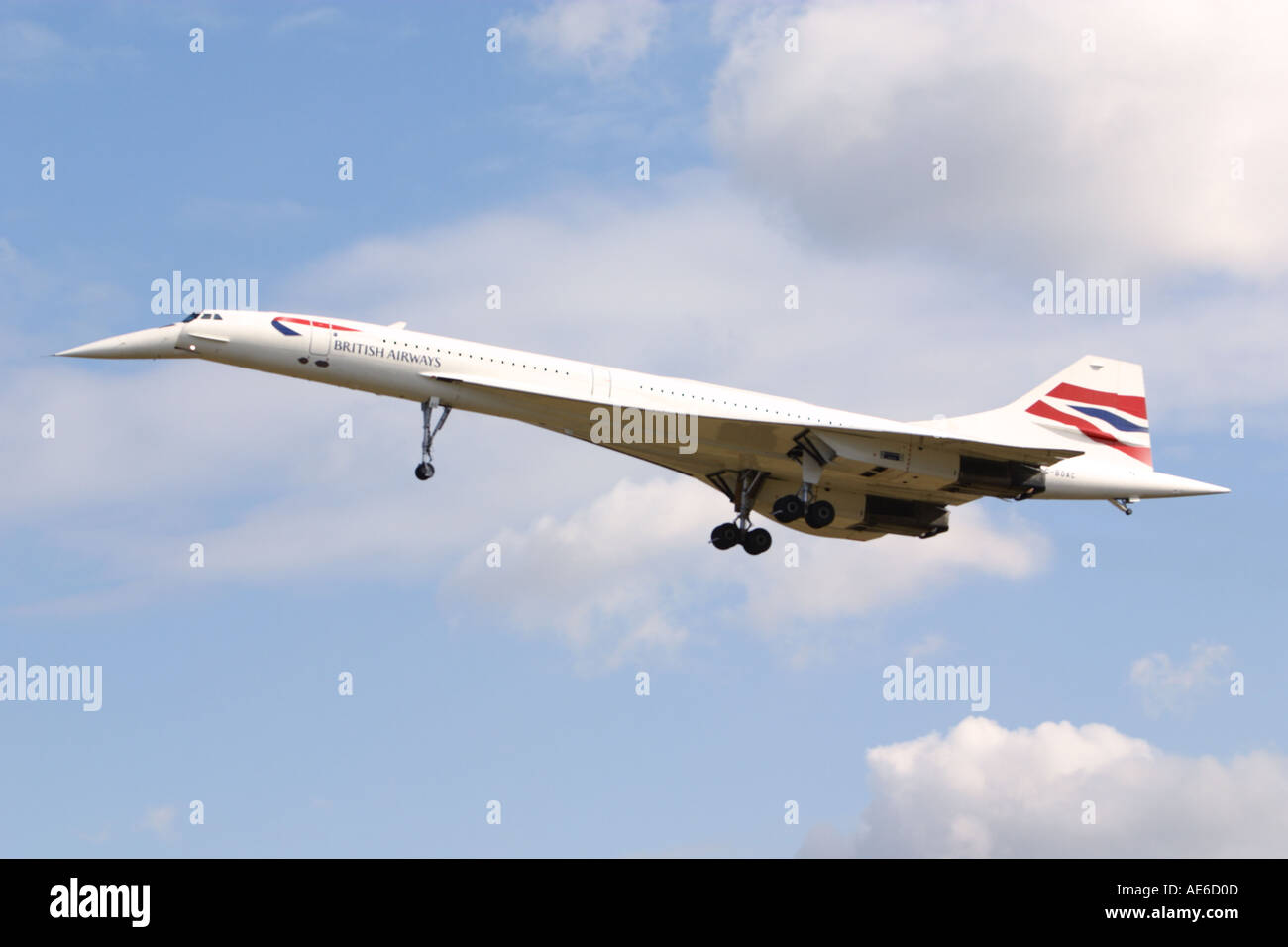 Concorde in flight, British Airways Stock Photo