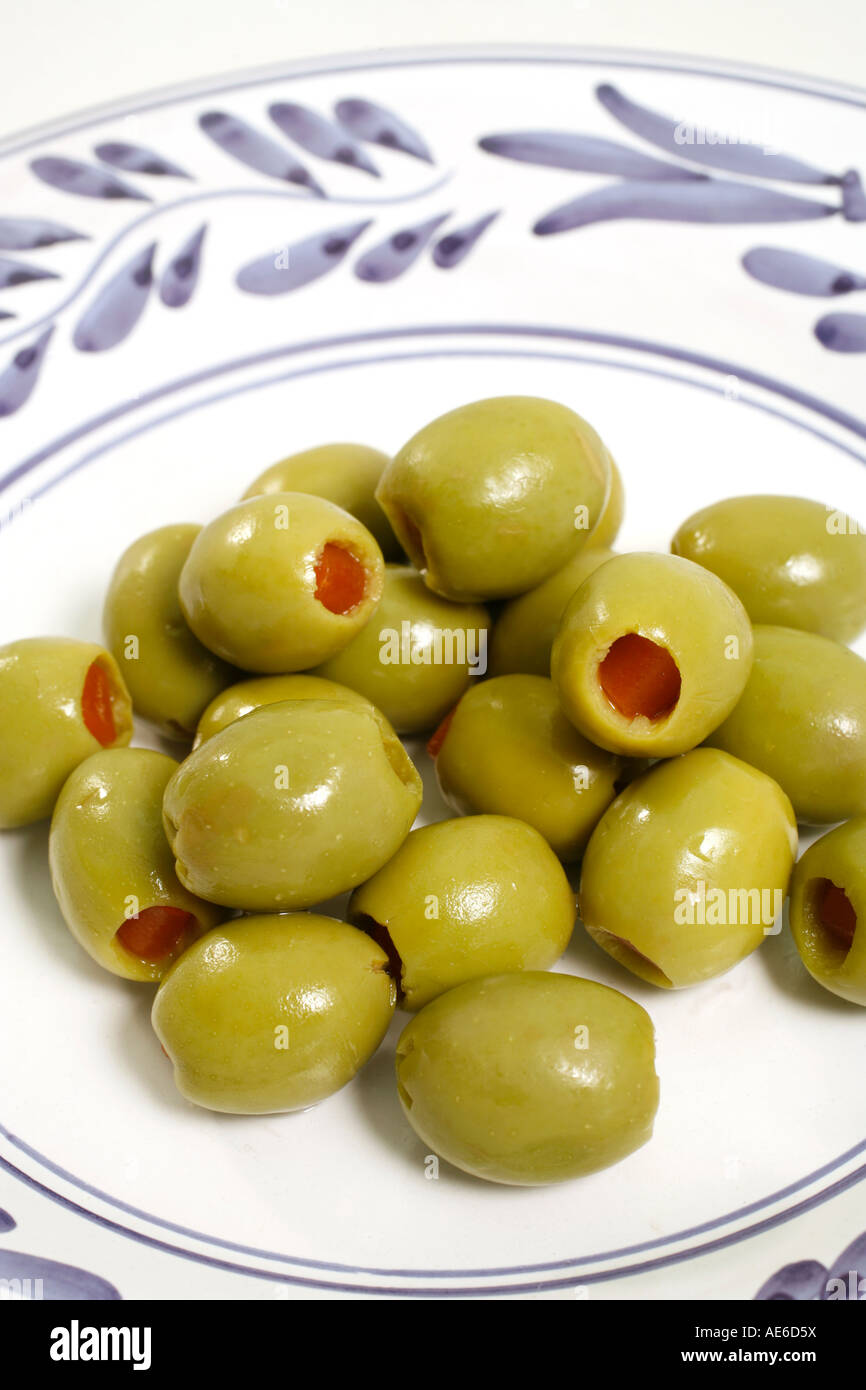 Closeup of stuffed green olives Stock Photo Alamy
