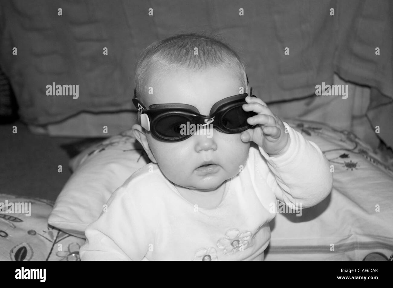 Image of Baby With Swimming Goggles Stock Photo