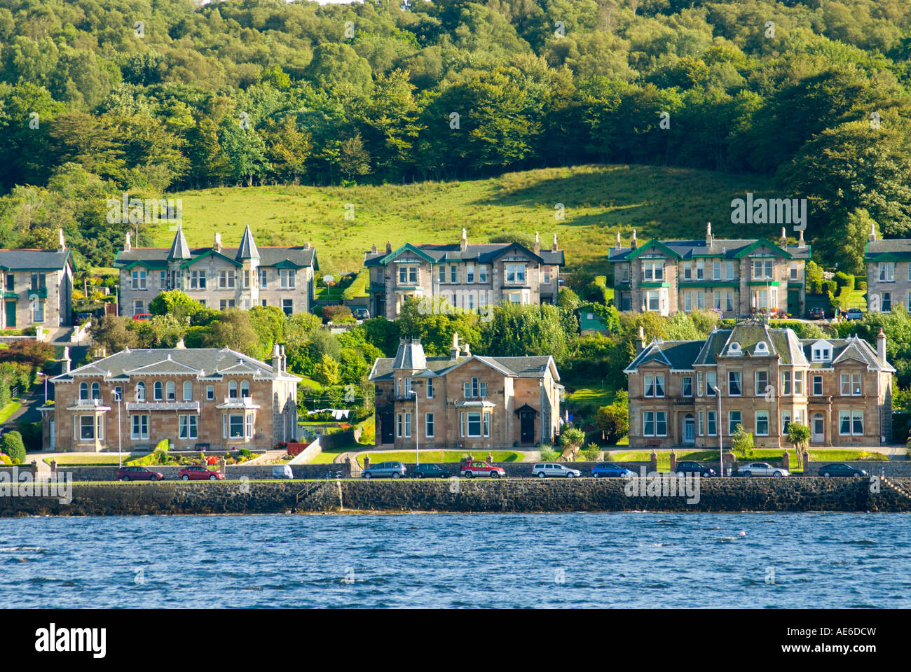 Grand Victorian houses line the seafront at Rothesay, Isle of Bute, Scotland Stock Photo Alamy