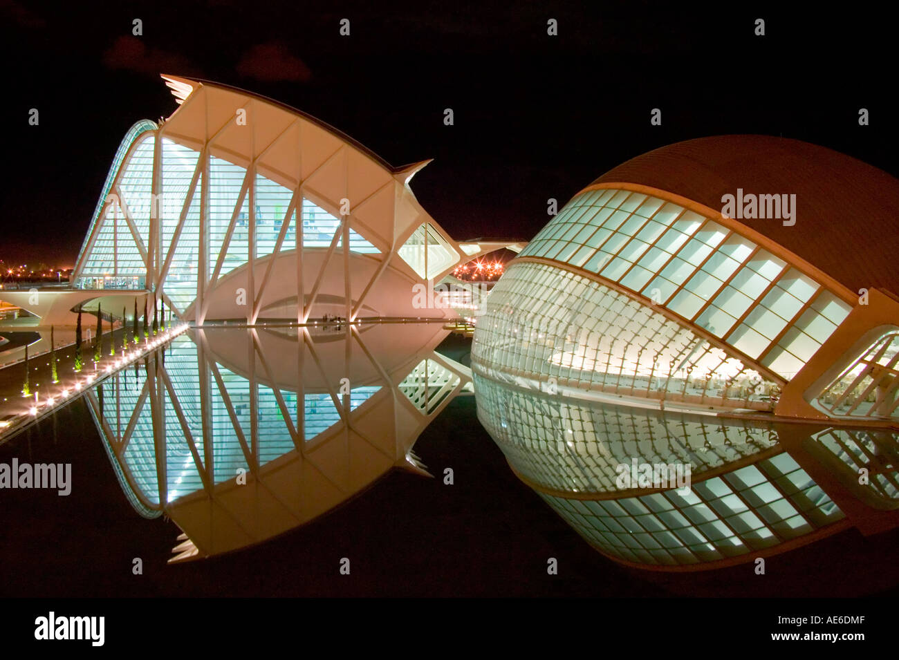 La Ciudad de las Artes y las Ciencias at night, Valencia, Comunidad