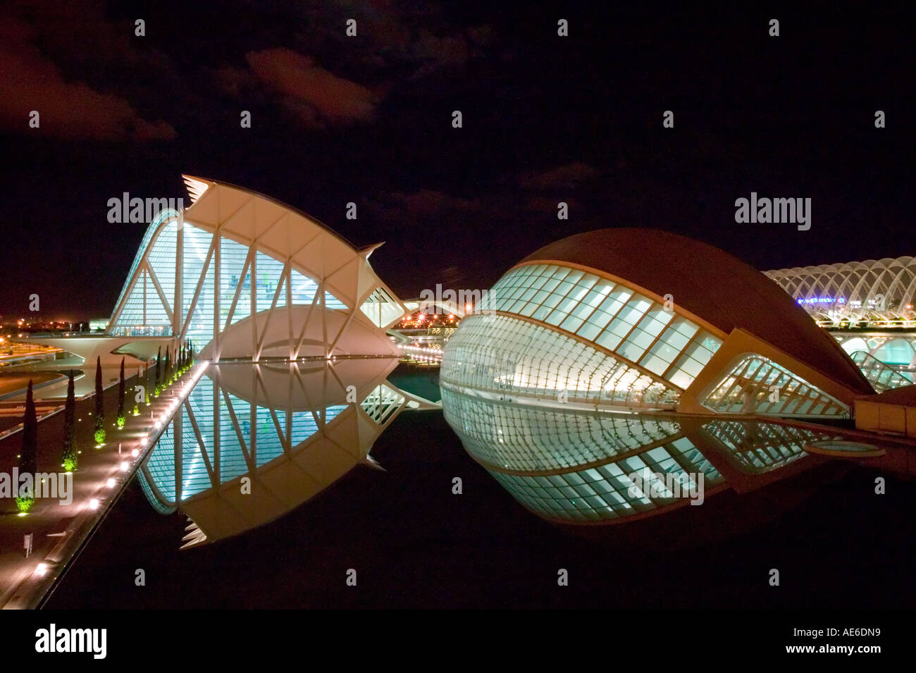 La Ciudad de las Artes y las Ciencias at night, Valencia, Comunidad