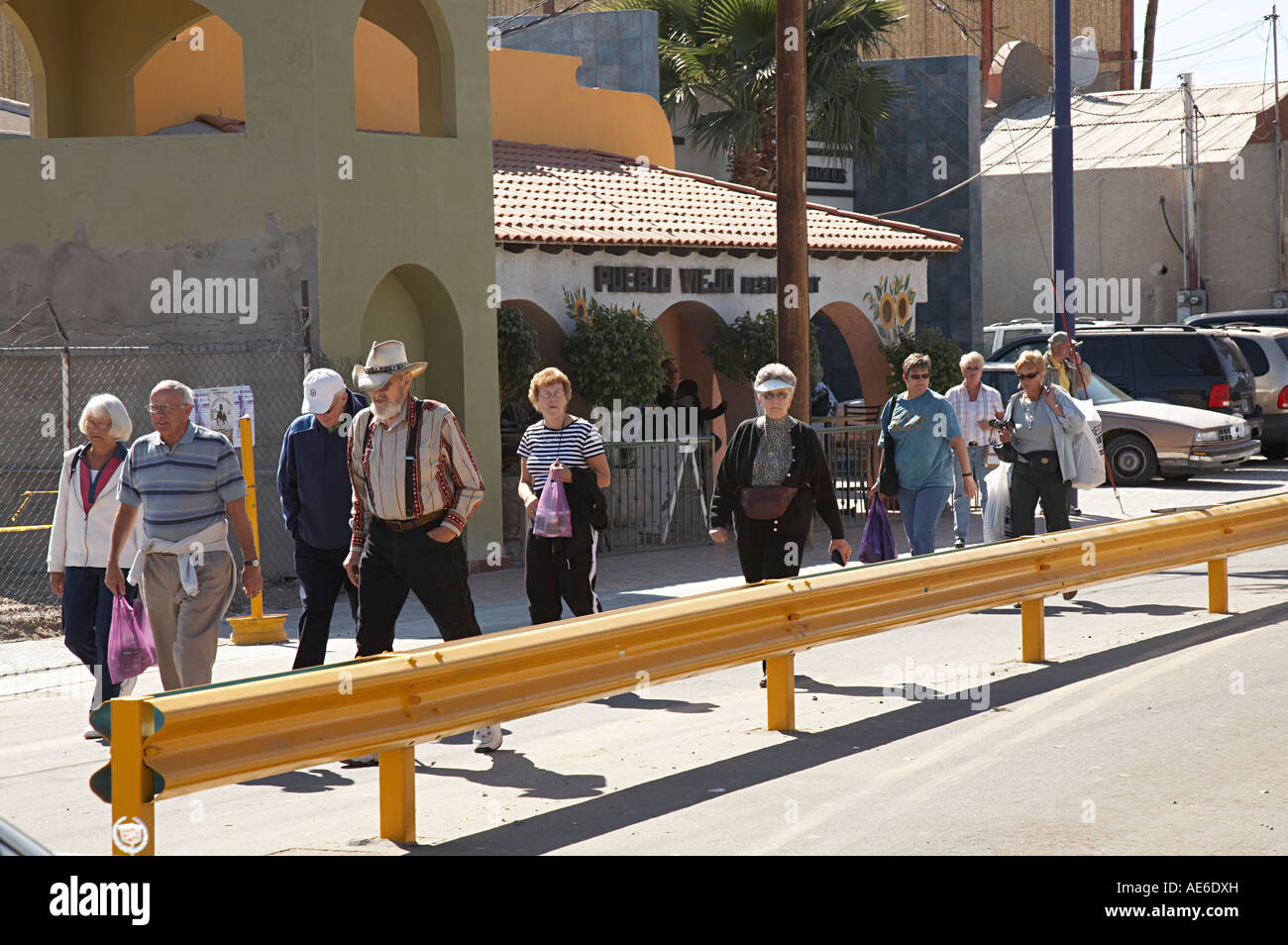 Lineup for US customs Los Algodones Mexico to Andrade California Stock
