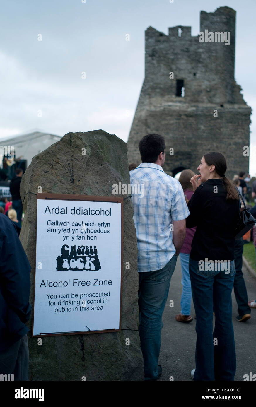 Castle Rock festival Aberystwyth Roc y Castell summer 2007 - alcohol free zone no public drinking Stock Photo