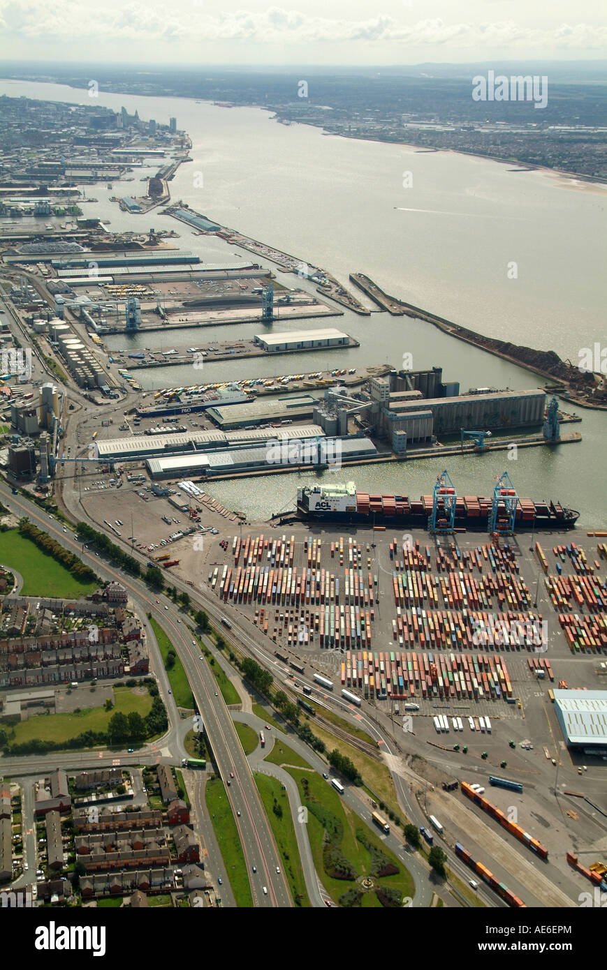 Liverpool Docks, Bootle, Merseyside, North West England, aerial view, summer 2007 Stock Photo