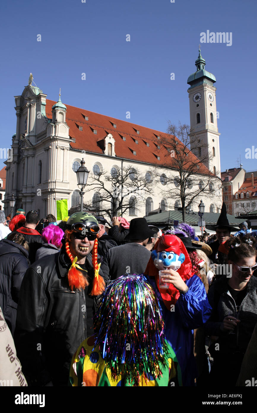 Fasching in Munich at Viktualienmarkt, Bavaria, Germany. Photo by Willy Matheisl Stock Photo - Alamy