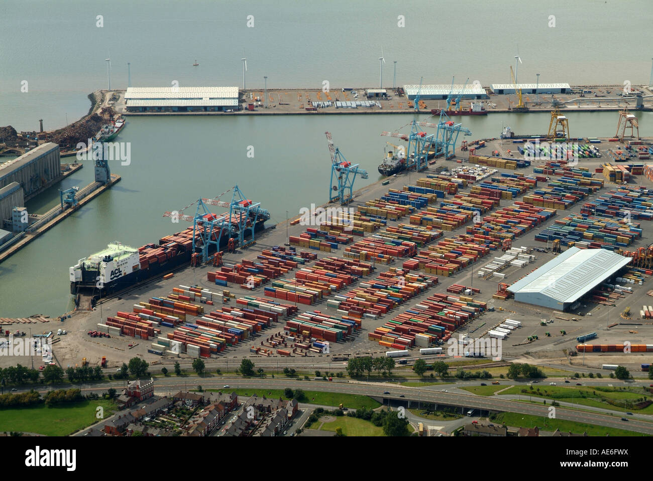 Liverpool Docks, Bootle, Merseyside, North West England, aerial view