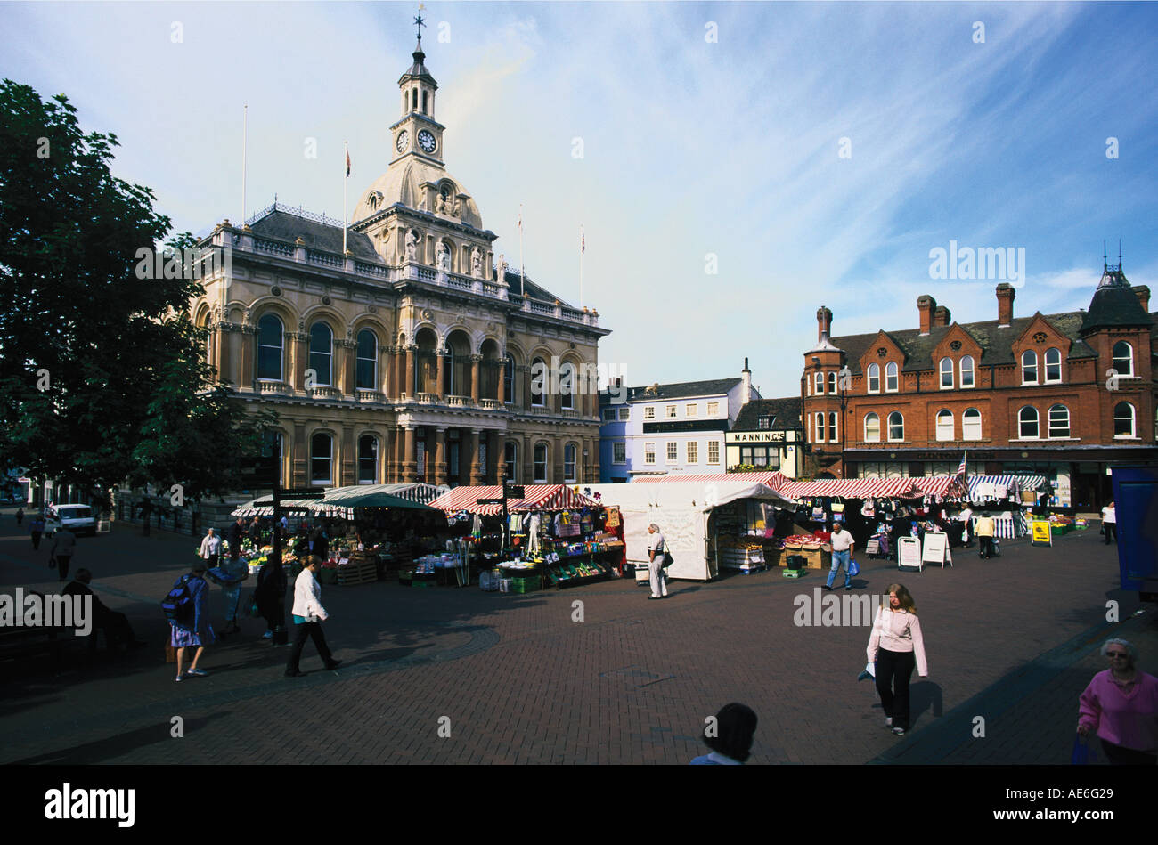 Market place in front of Ipswich Town Hall County town of Suffolk Stock Photo