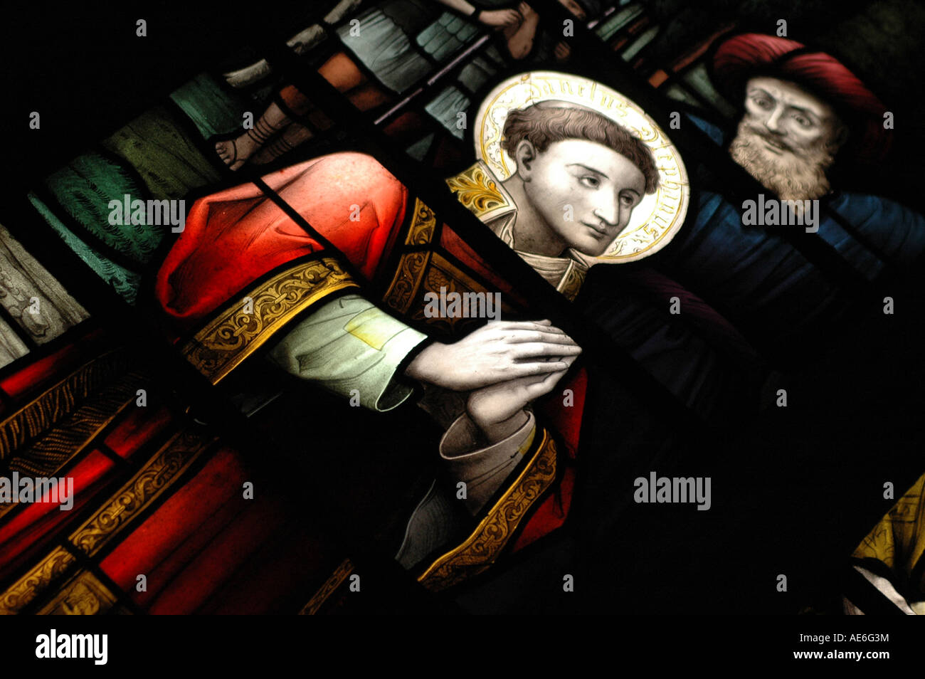 Stained glass window in a church Stock Photo